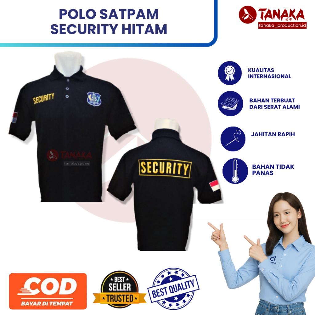 Baju Polo Satpam Security Hitam || Seragam Baju Polo Security || Polo Satpam || Polo Satpam Hitam