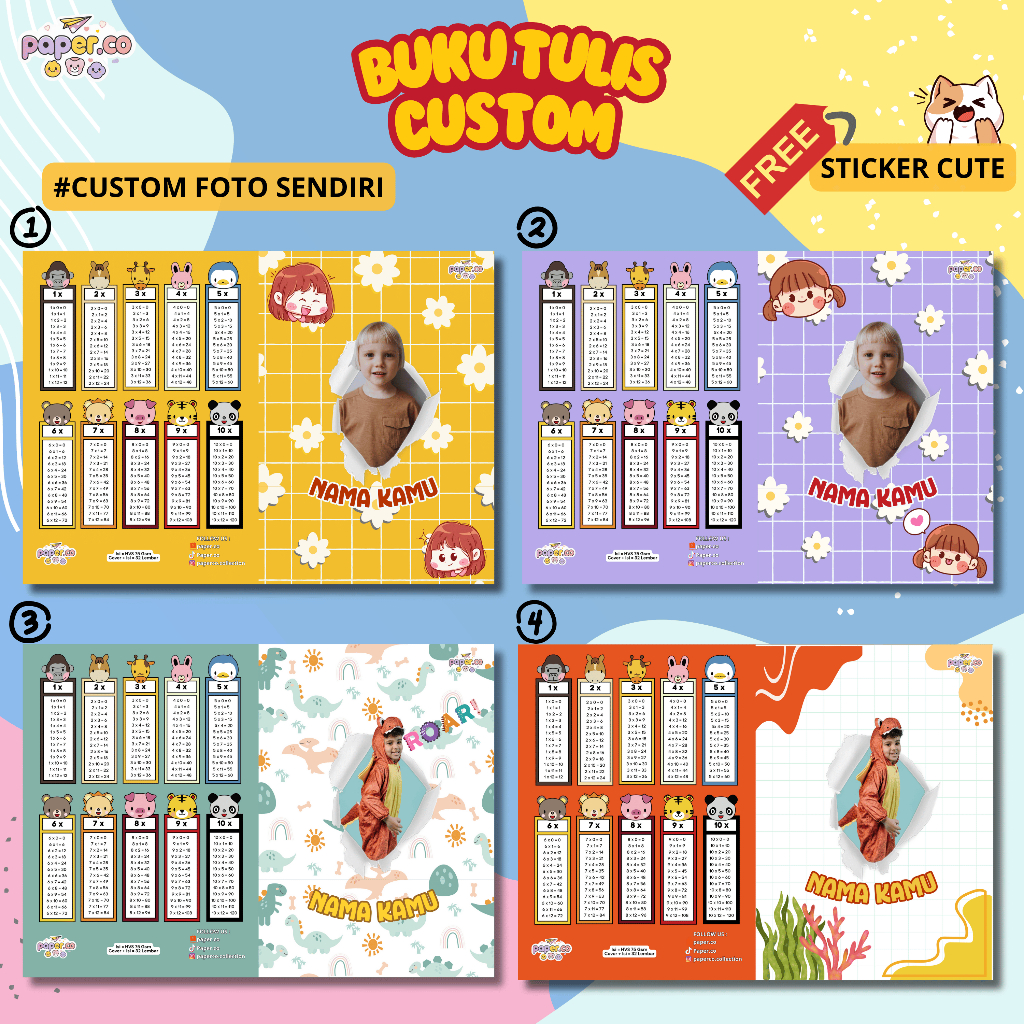 

(#A) Buku Tulis Custom FOTO SENDIRI, CUSTOM NAMA, FORM NAMA MAPEL DAN SEKOLAH KARAKTER LUCU