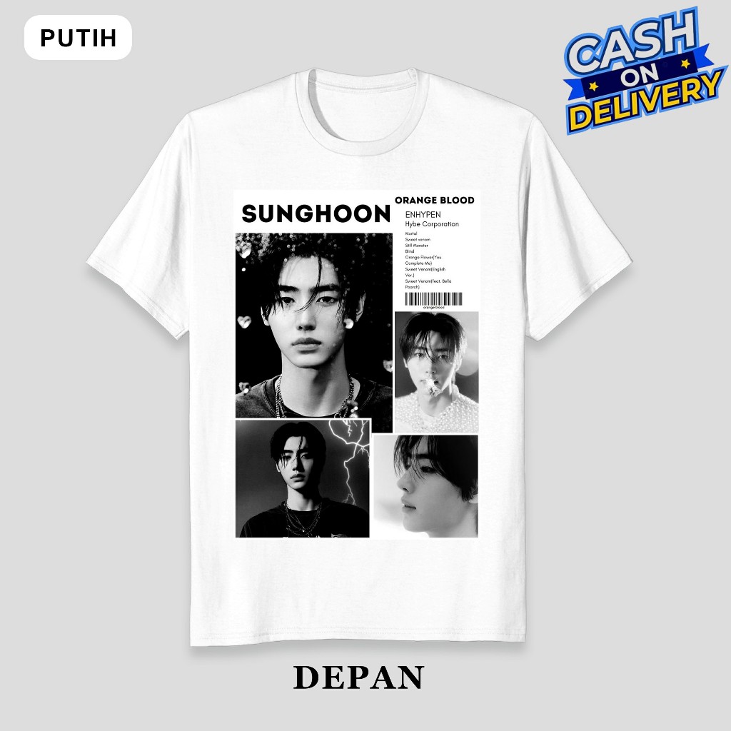 Baju Kaos Tshirt En Initial " SUNGHOON V2 " Sunoo Jay Jungwon Niki Heeseung Jake ENHYPEN Kaos Wanita