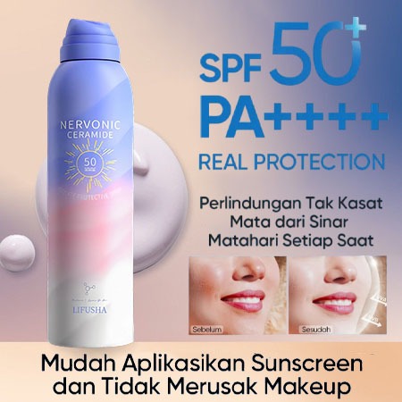 LIFUSHA Sunscreen Whitening Spray UV SPF50 150ML ORIGINAL Sunscreen Pemutih Glowing Protection Body 
