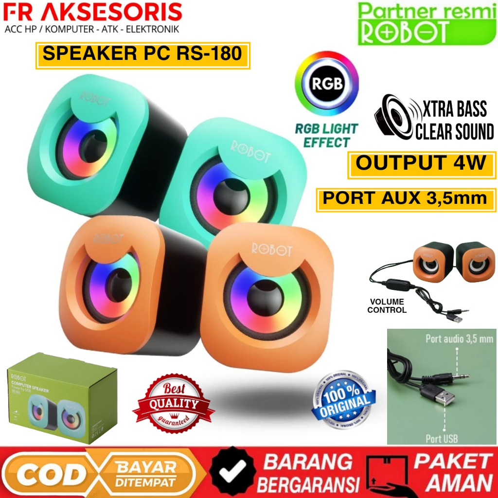 Speaker ROBOT RS180 Speaker Komputer Laptop Hp Speaker Gaming RGB Xtra Bass ORIGINAL ROBOT