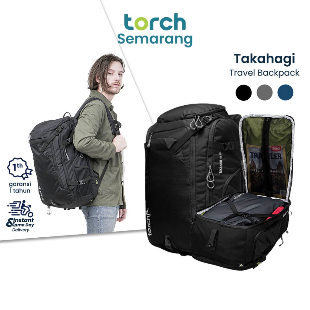 TORCH Takahagi Travelling Kerja Laptop Pria Wanita Tahan Air - Travel Tas Ransel Rain Cover