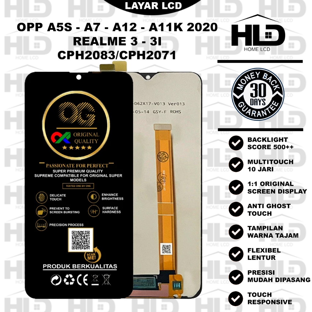(ORIGINAL) LCD OPPO A5S - A12 - A7 - A11K - REALME3 / REALME3I original 100% full set