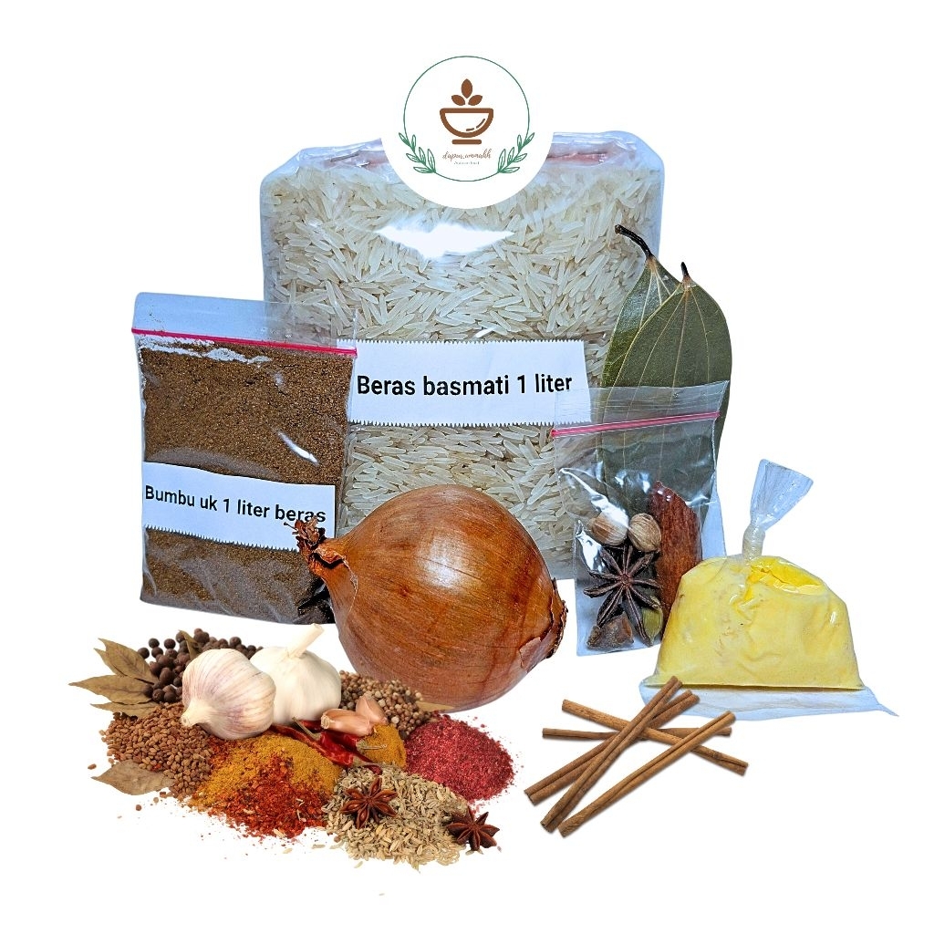 

Beras basmati 1 liter (770gr) plus bumbu kebuli arabian paket lengkap enak dan gurih