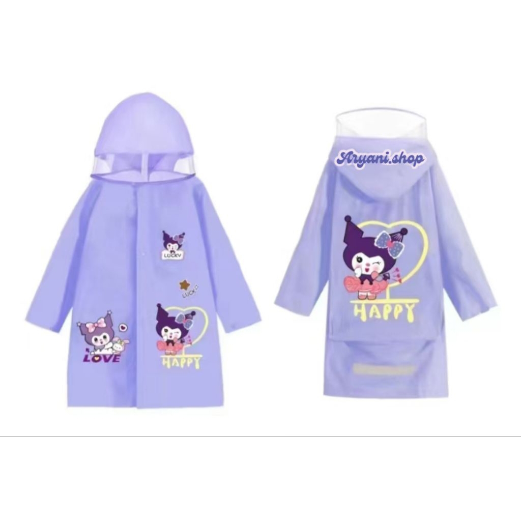 Jas Hujan Anak Motif Kuromi/Jas Hujan Anak/Raincoat/