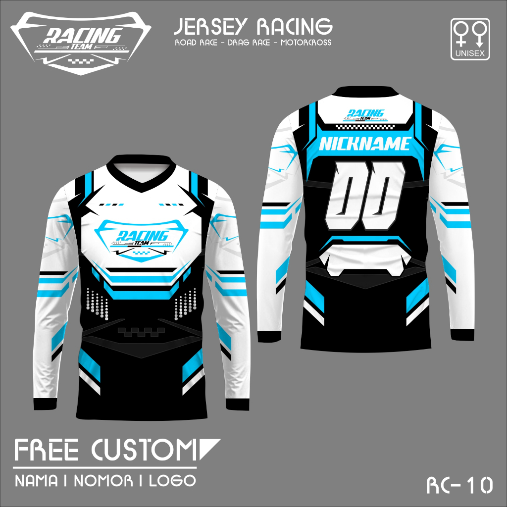 Kaos jersey balap racing baju racing team free custom lengan panjang