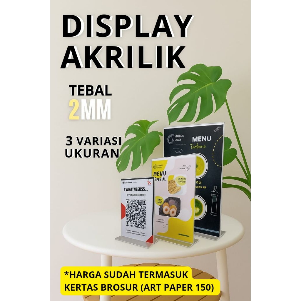 

Display Akrilik Standing Custom Free Desain Tempat Qris Barcode Menu Makan Ukuran A4 A5 A6 Insert Artpaper 150gsm
