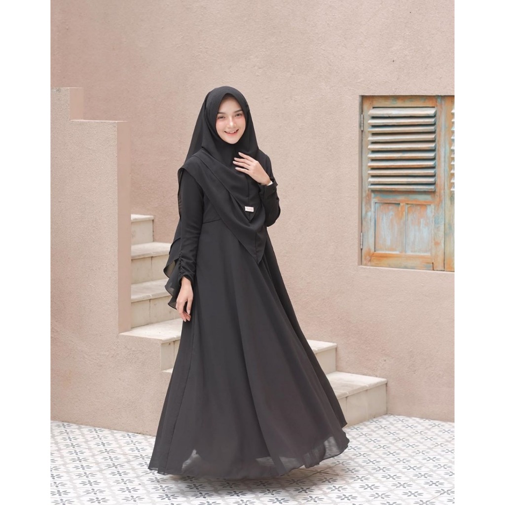 Mayra Syar'i Maxi Dress Baju Gamis Muslimah - Set Jilbab Setelan Pengajian Pesta kondangan Lebaran