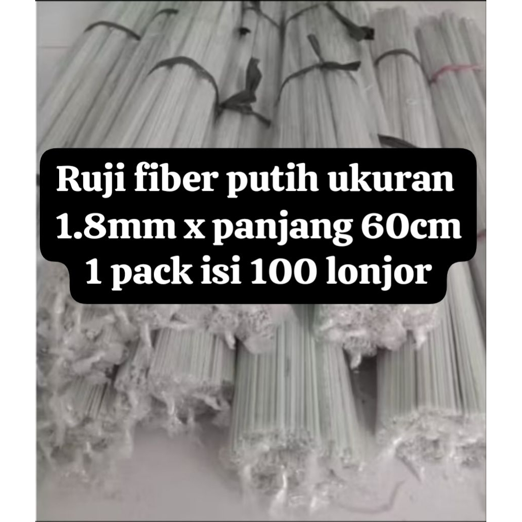 Jeruji ruji fiber 1.8mm x panjang 60cm warna putih stic | Ruji sangkar | ruji kandang | Ruji layanga