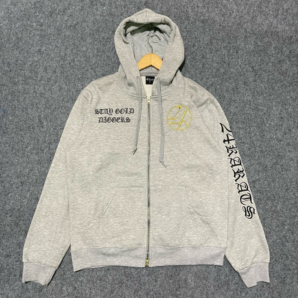 Hoodie 24 Karats spellout logo full bordir second