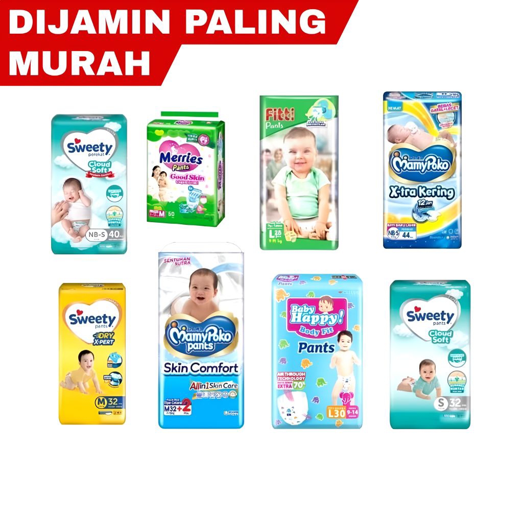 (OBRAL PEMPERS) POPOK BAYI BANYAK MEREK / Popok Sweety / Popok Makuku / Popok Sweety / Popok Merries