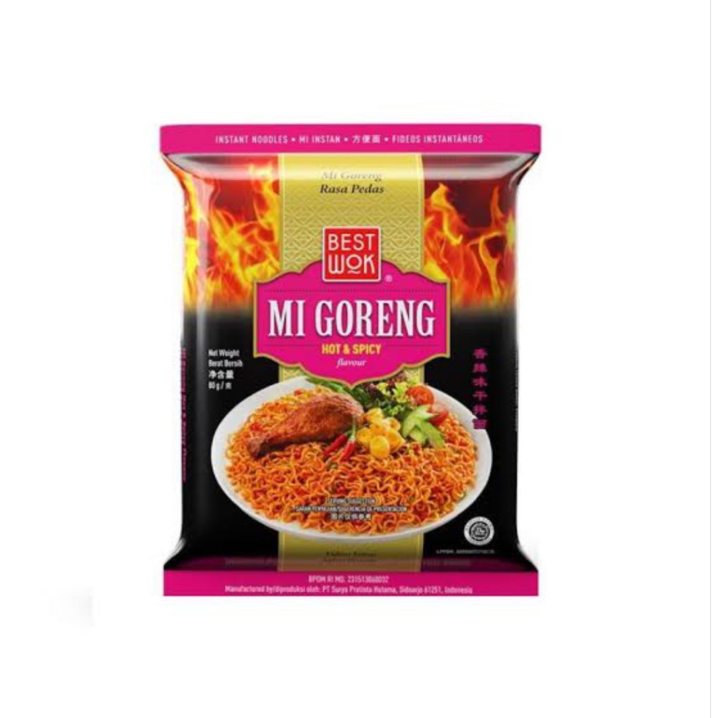 

Best Wok Mie Instan Mi Goreng Hot & Spicy 80gram