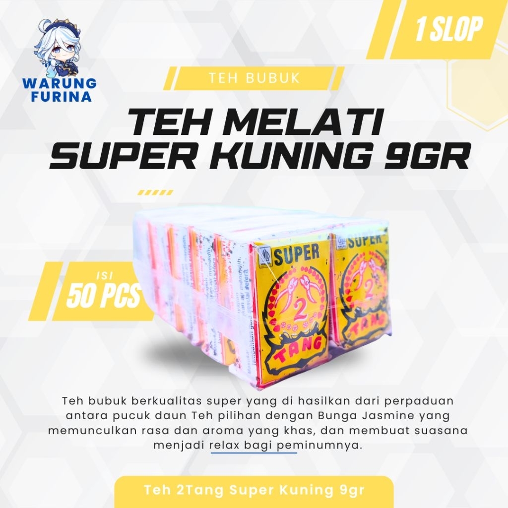 

2Tang Teh Bubuk Super Kuning 9gr [ISI 5 PACK / 50 PCS] Teh Bubuk Best Quality