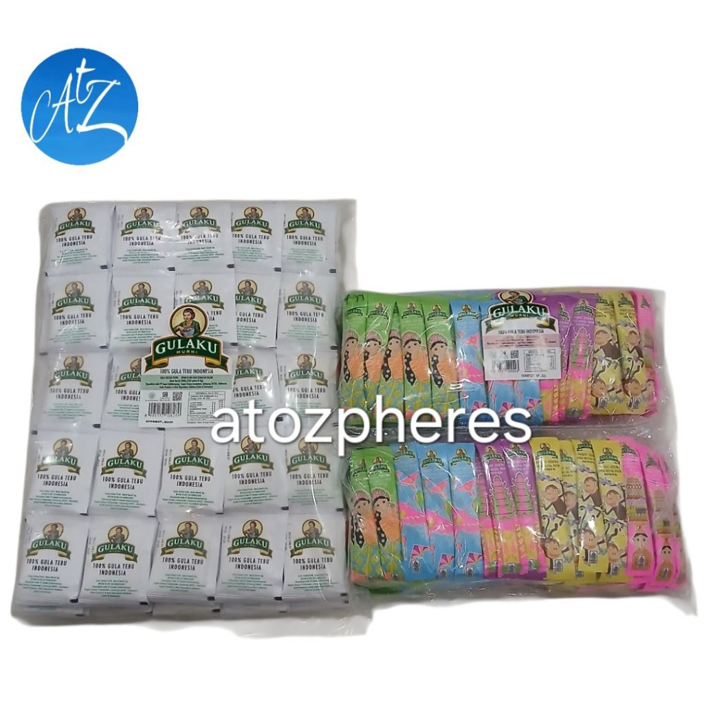 

100% gula tebu pasir kristal putih halal sachet stik Indonesia GULAKU MURNI Manis Alami Bersih Sugar Sachets 2kg 2000g 250sachetx8