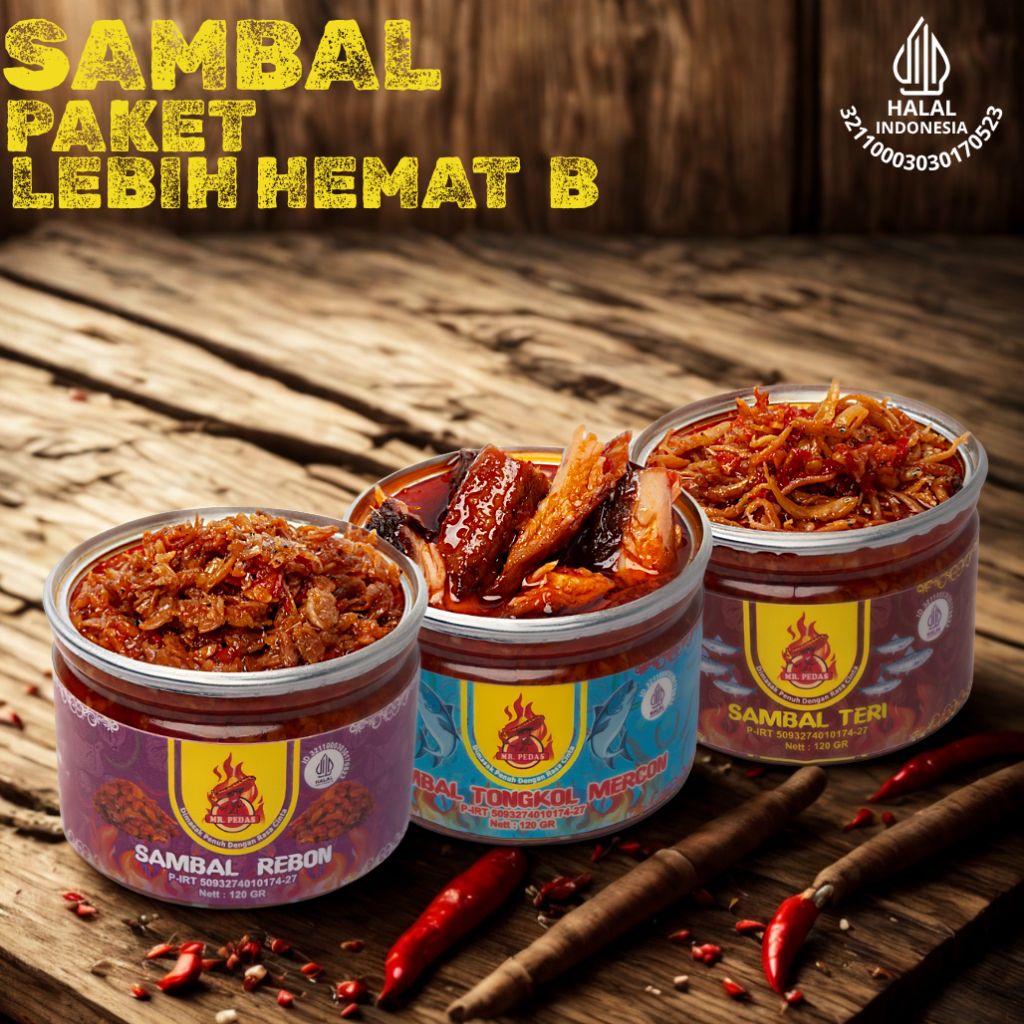 

Paket Sambal Lebih Hemat B Sambel Tongkol Mercon/Teri Medan/Rebon Mr. Pedas