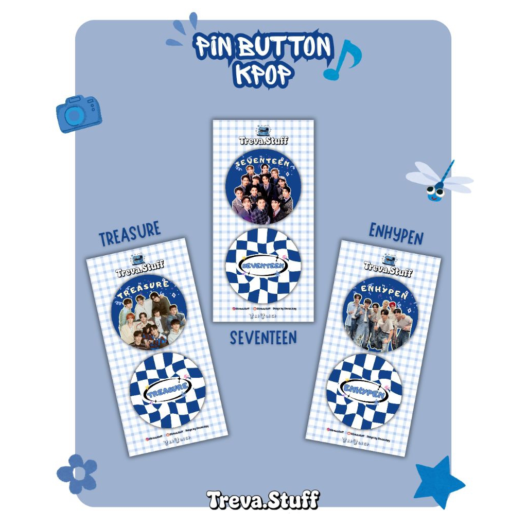 PIN BUTTON KPOP LUCU GEMES, SEVENTEEN, TREASURE, ENHYPEN