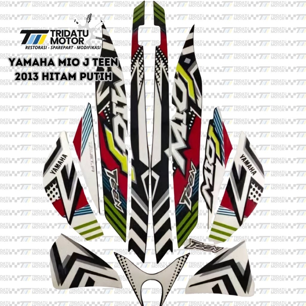 STRIPING MIO J TEEN 2013 HITAM PUTIH KUALITAS SAMA ORIGINAL YGP YAMAHA STICKER LIS LIST DECAL MIO J 
