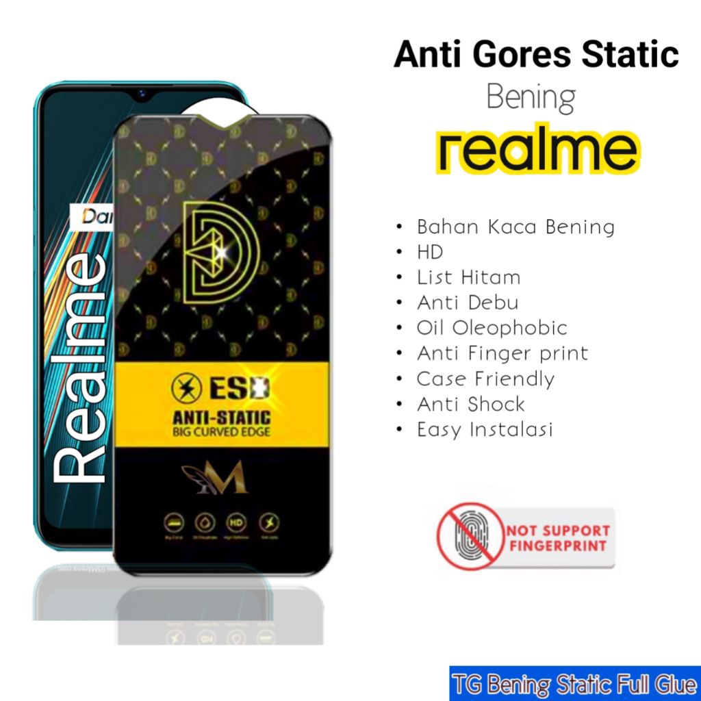 TG full bening anti Static realme 14 14t 14x 5 5i 5s 5pro 3 3i 3pro 2 2pro 1 6i 6pro 6s 7 7i 7pro V3