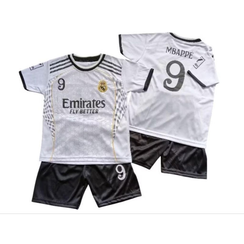 [Terbaru] Setelan Jersey Sepak Bola Futsal Anak Warna Hitam putih Usia 1-12 Tahun Kualitas Sablon