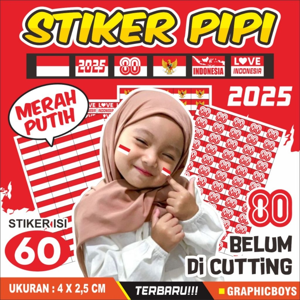 

Stiker Pipi Merah Putih Terbaru 2025 Tanpa Cutting, Stiker Pipi HUT RI Ke 80 tahun 2025
