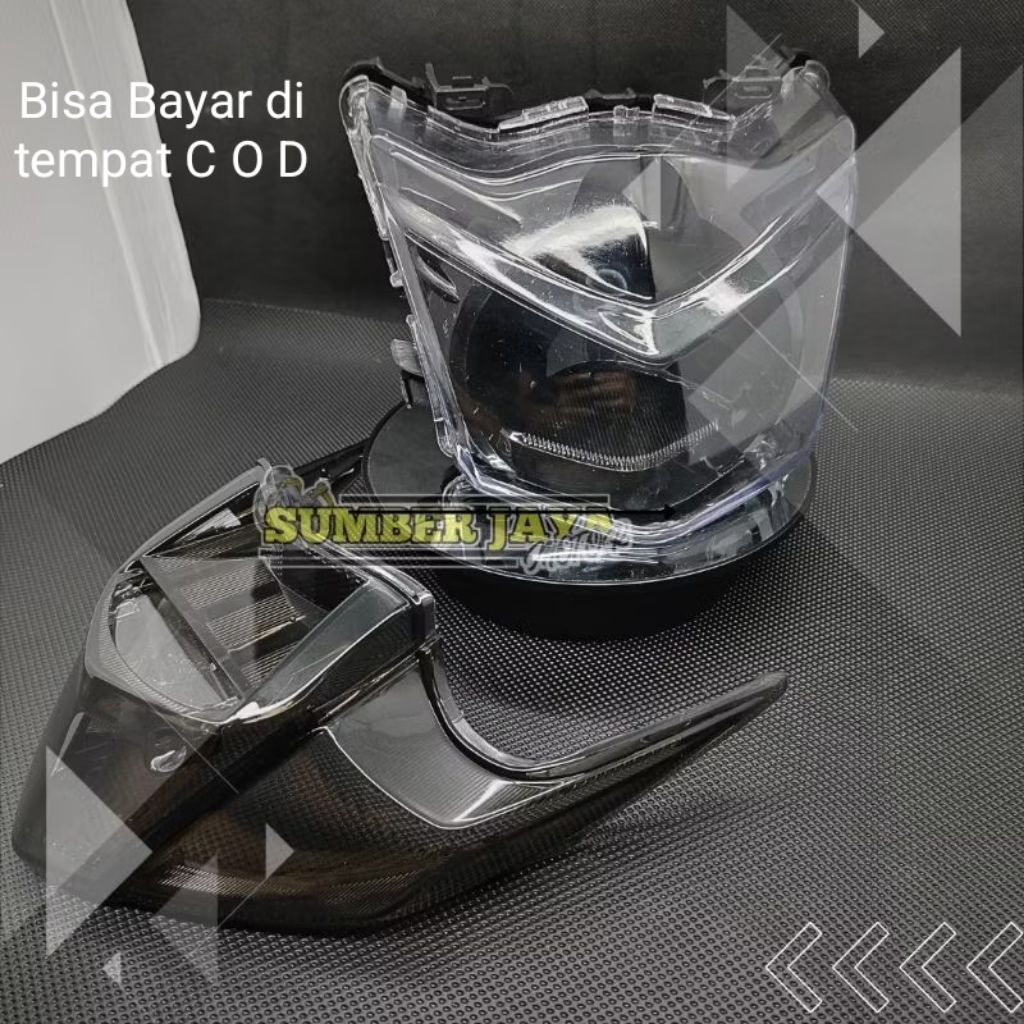 sepaket Reflektor lampu depan set mika lampu stop beat lama beat karbu hitam smoke riben