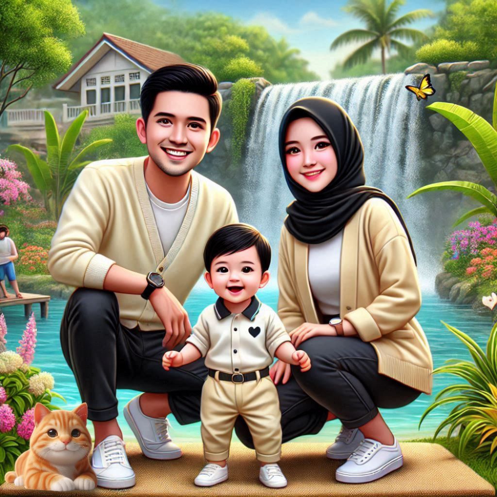 Edit foto karikatur keluarga profesional