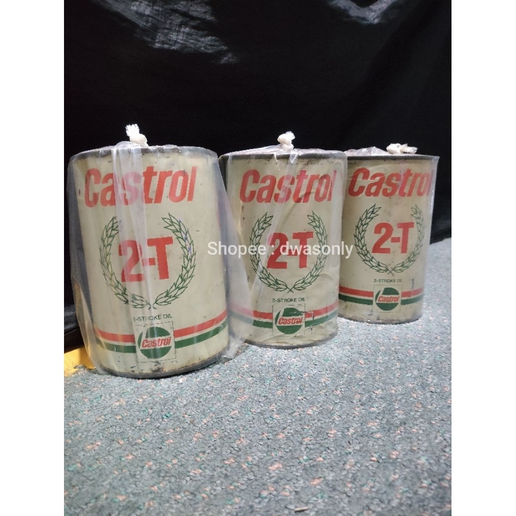 oli samping CASTROL 2 STROKE 2T kaleng padi vintage jadul lawas