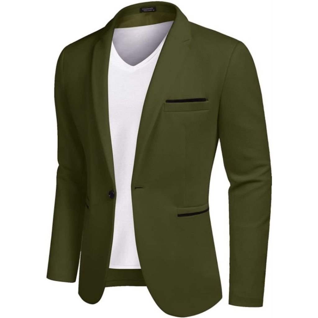 Jas Blazer Pria Semi Formal Hijau Army