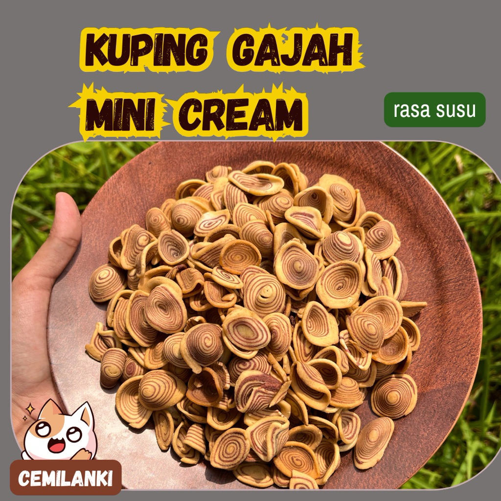 

cemilan Kuping gajah mini warna cream rasa susu