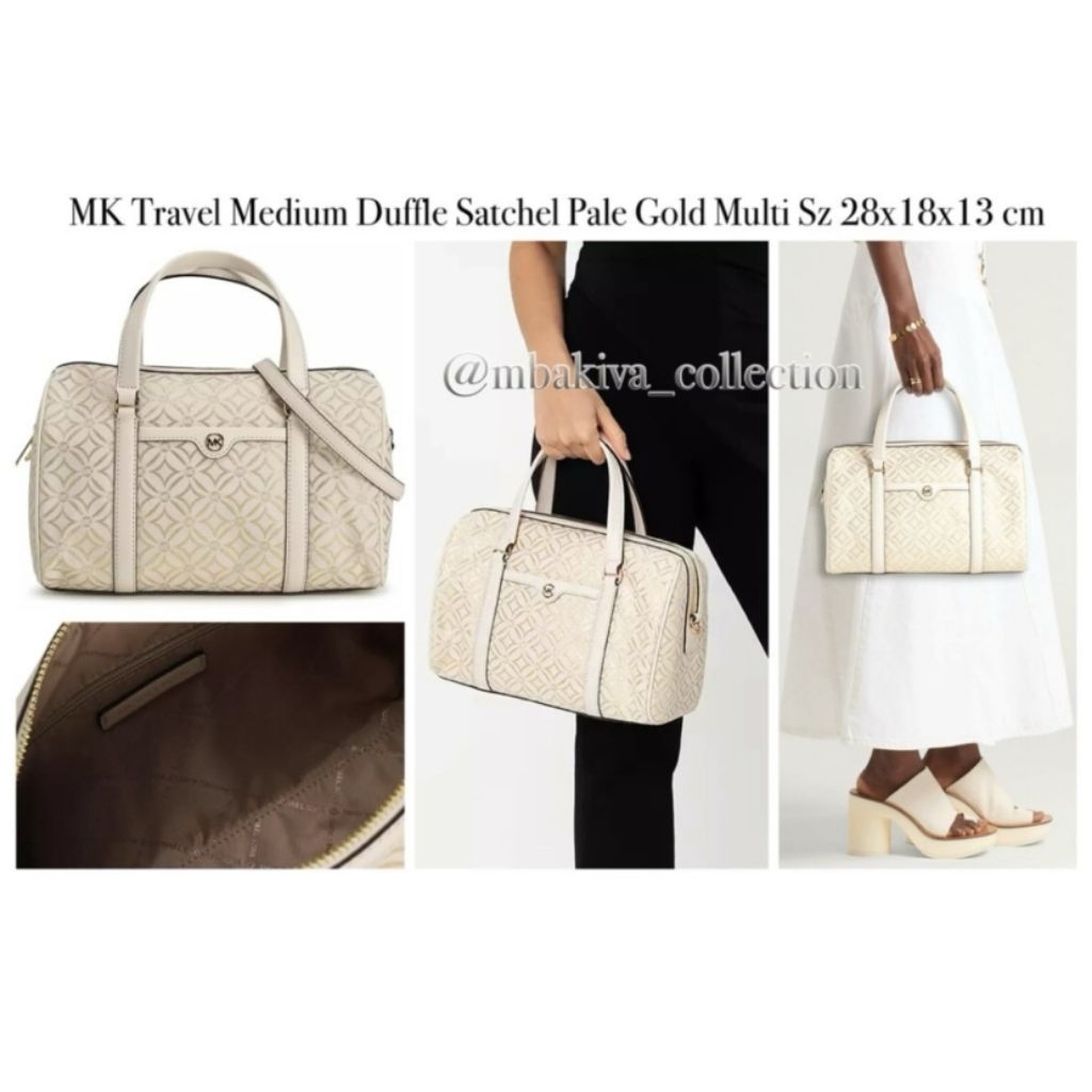MK Travel Medium Duffle Satchel Pale Gold Multi