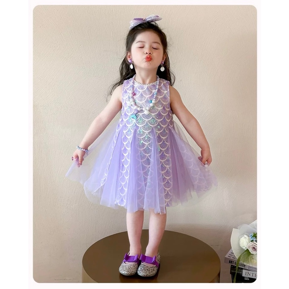Claudya Mermaid Dress Lilac Girl | Gaun Purple anak (2-5y) Duyung cantik