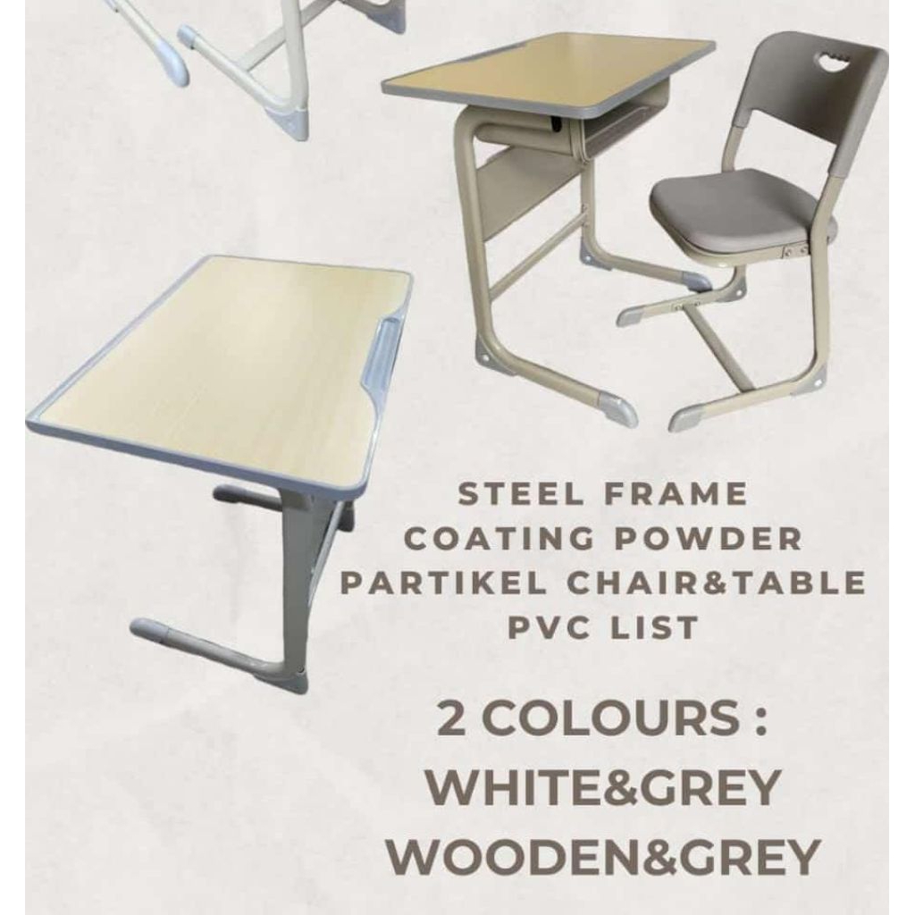 kursi+meja belajar siswa 1 seat kursi rakit