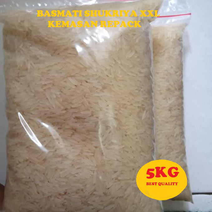 

Beras Basmati SHukriya Premiun XXL Sella - Basmati India 5 KG kemasan Repack