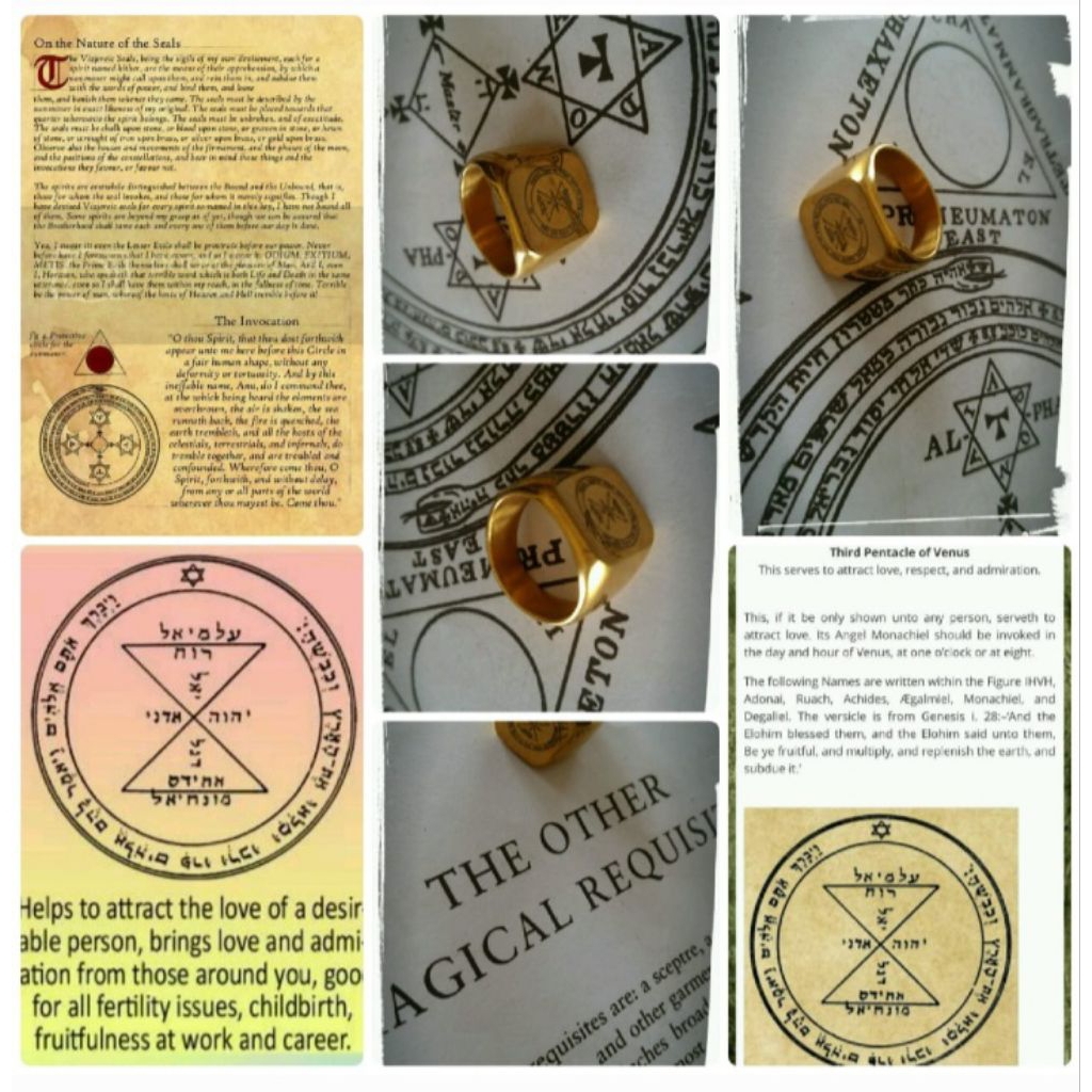 Cincin Titanium Pria Wanita Pentakel Venus Rajah Sulaiman Seal 42 Amul_Mon Menimbulkan Cinta Kekguma