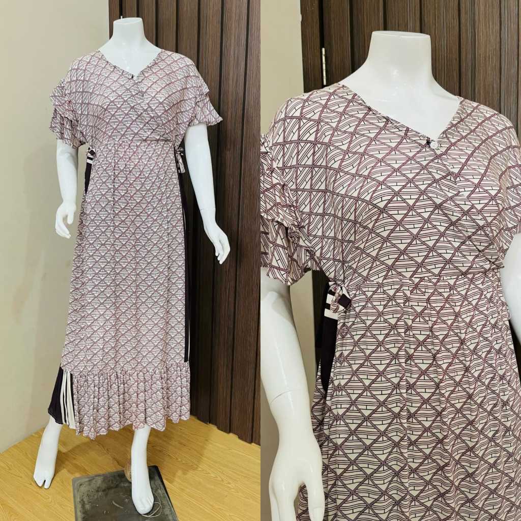 Sesilia - Daster Kimono Rampel Panjang Bahan Rayon Adem Busui Bumil Friendly LD 120