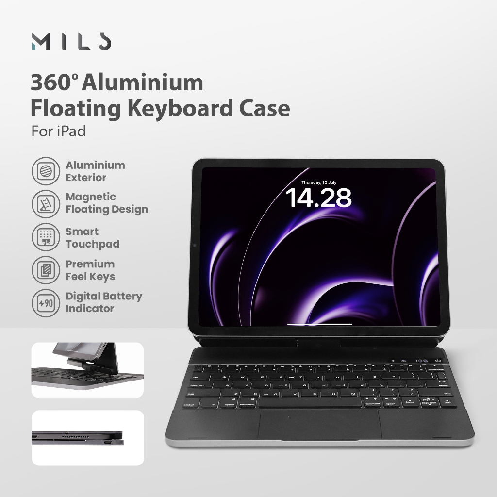 MILS 360 Floating Magic Keyboard Case iPad Pro 11 M1 M2 2022 Air 4 5 6 7