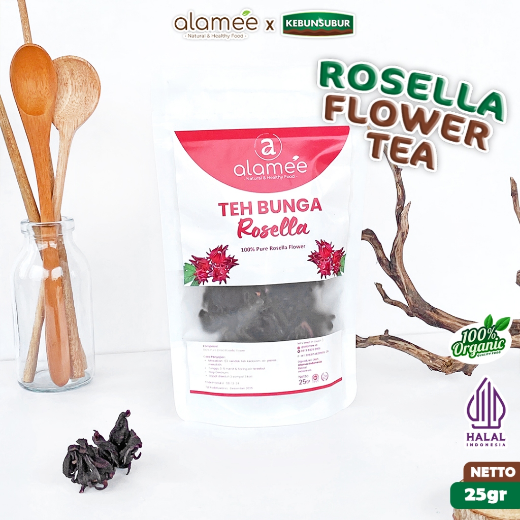 

ALAMEE Rosella Flower Tea Teh Bunga Rosela Kering Flower Merah Premium Organik Red 25gr kebunsubur