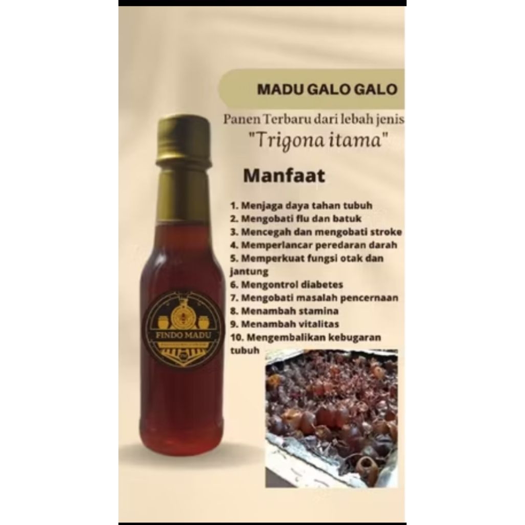 

1 kg Madu Klanceng / Galo-galo / Kelulut Findo Madu