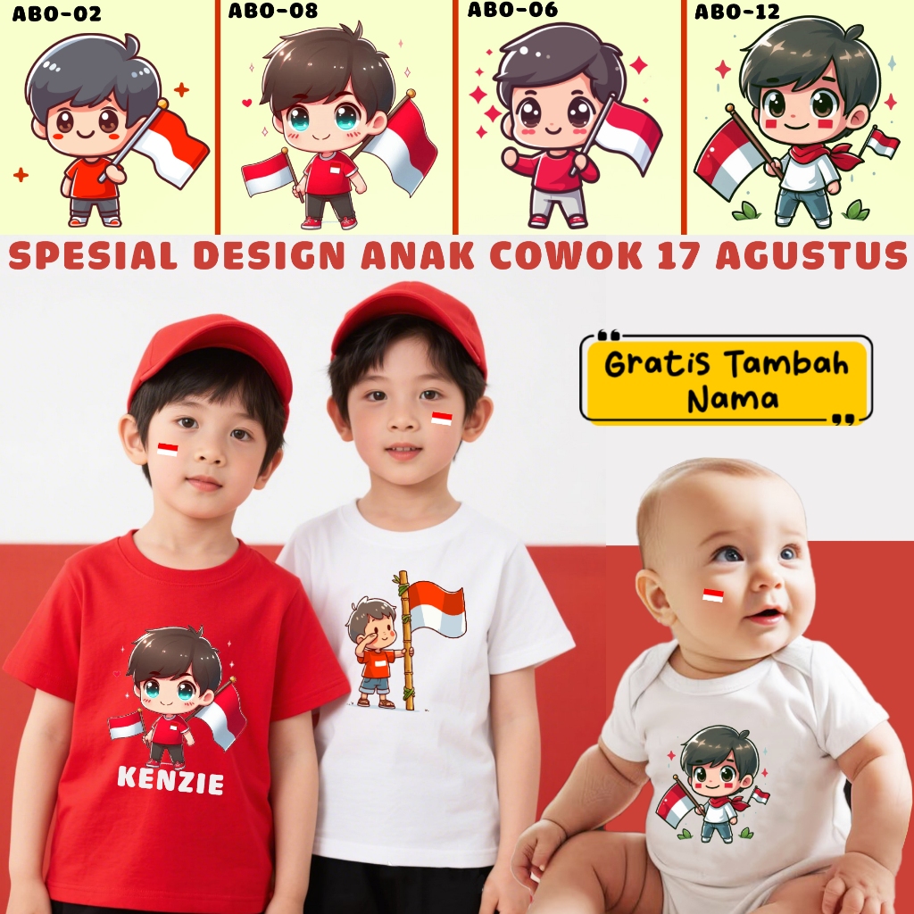 airanoel Kaos anak cowok 17 agustus Jumper Bayi Cowok 17 Agustus Kaos 17 agustus anak