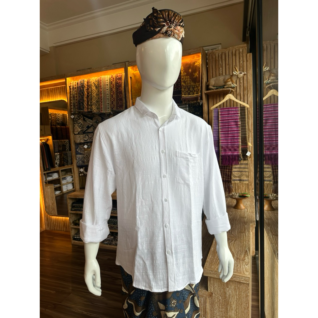 baju kemeja putih lengan panjang serat jagung