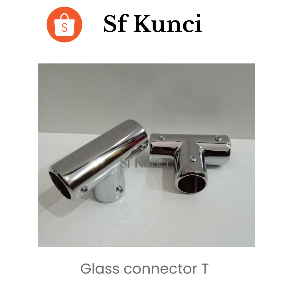 Connector Pipa T Glass Clamp Connector Pipa Kuningan SS