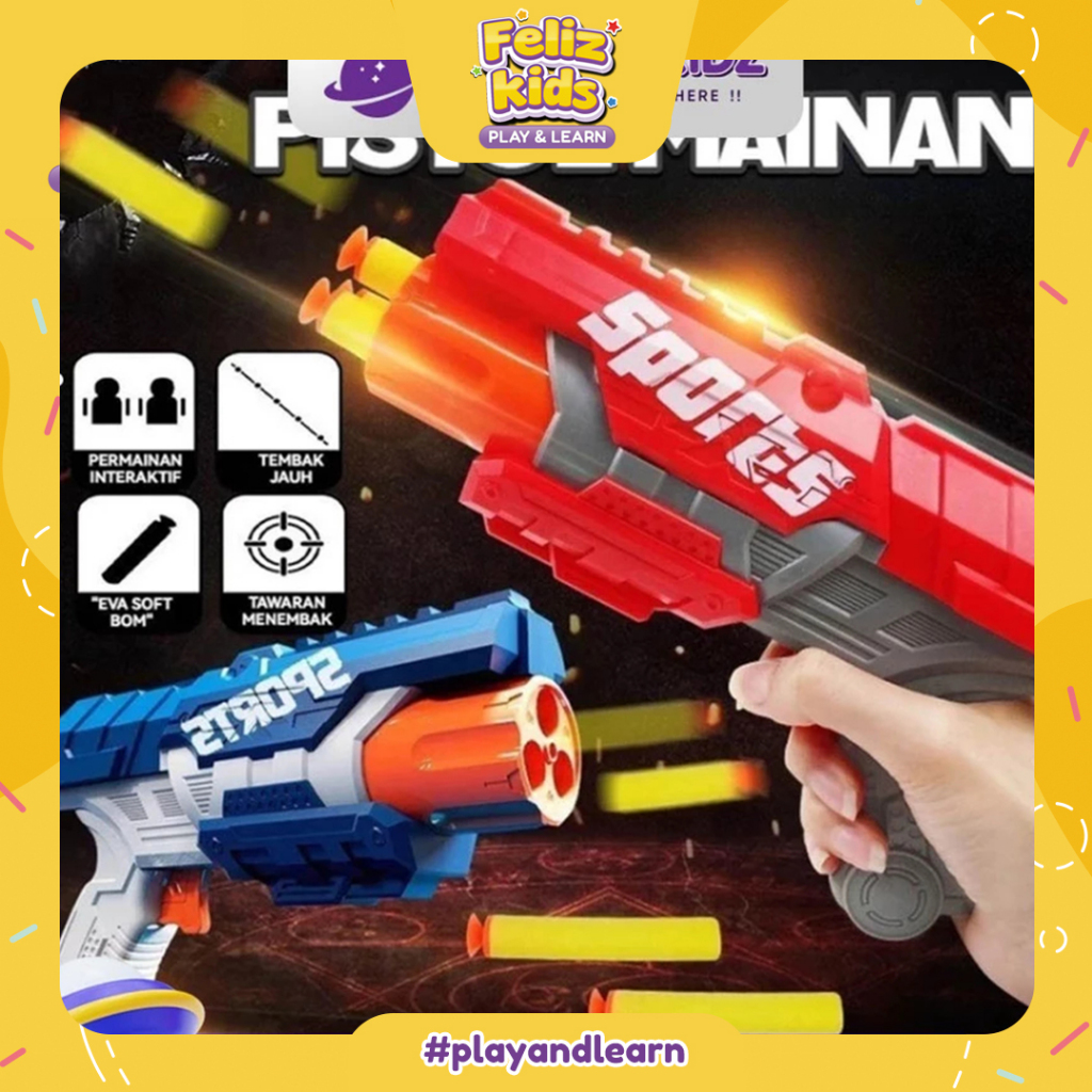 [FELIZKIDS] [FK344] Soft Bullet Gun Pistol Mainan Anak Mainan Gun Mainan Airsoft Mainan Tembakan Sni
