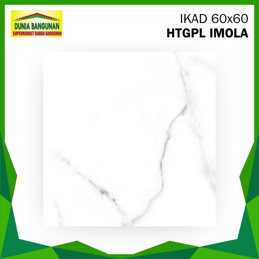 Granit 60x60 Lantai IKAD Imola KW1 Granit Putih Corak Abu Glossy Granit Dinding