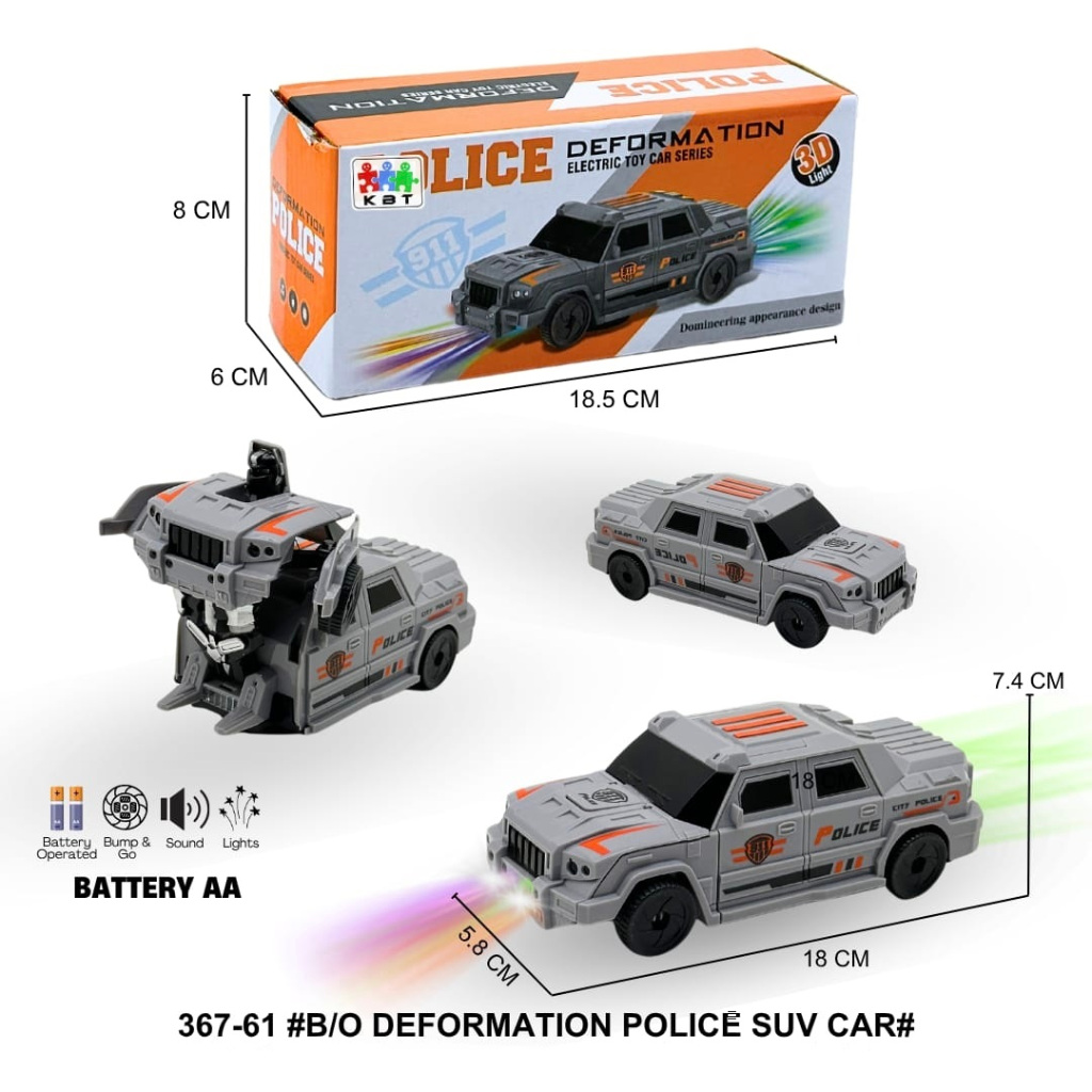 MAINAN MOBIL DEFORMATION POLISI BO MOBIL POLISI BERUBAH ROBOT BATERAI 36761