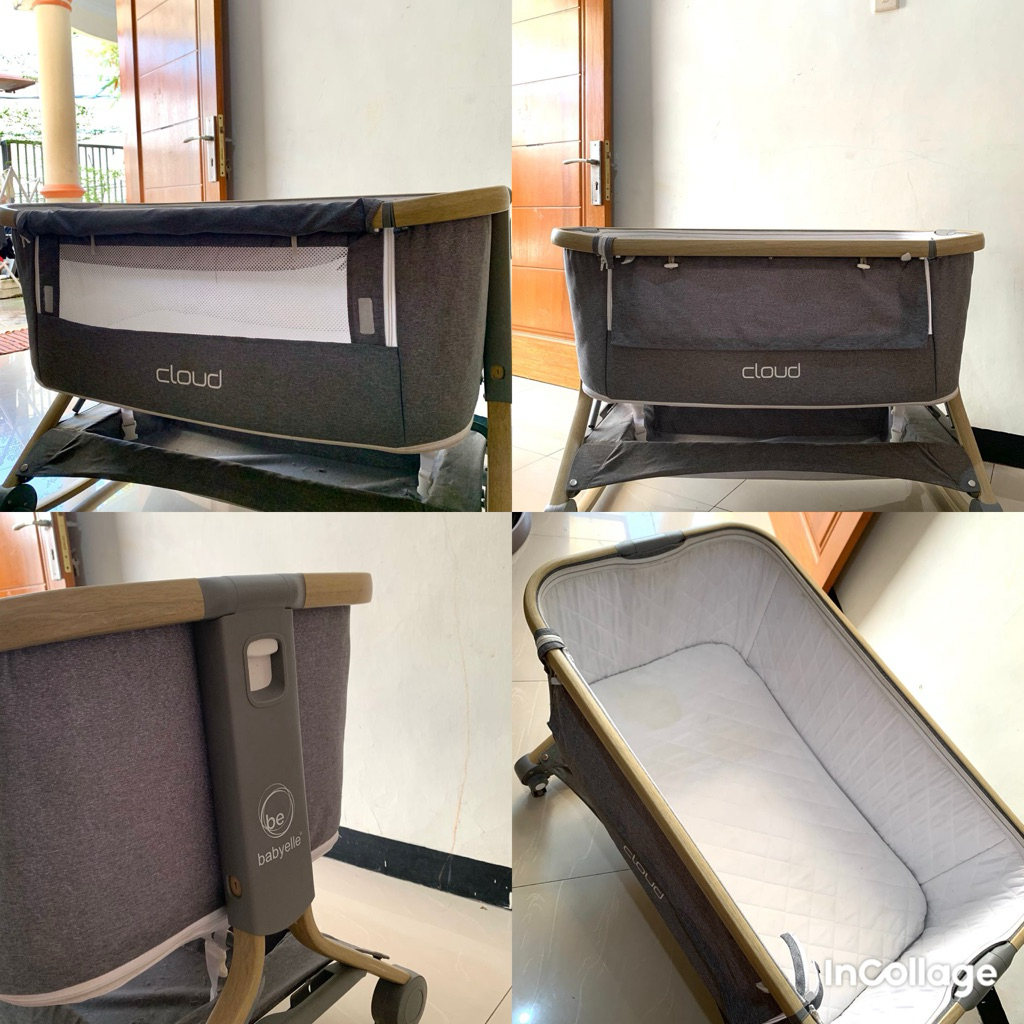 Babyelle Cloud Bedside Crib Box Bayi – Light Grey