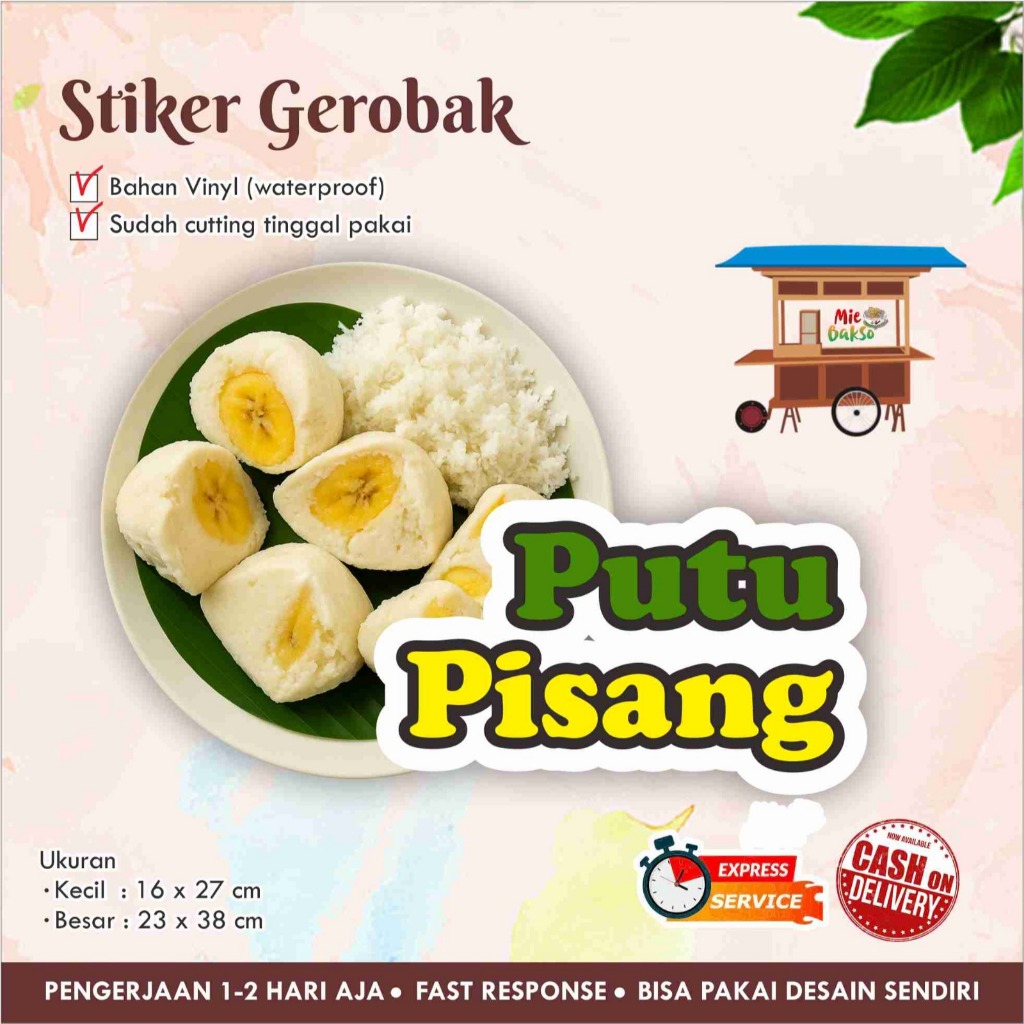 

STIKER KACA GEROBAK VINYL PUTU PISANG / LABEL MAKANAN