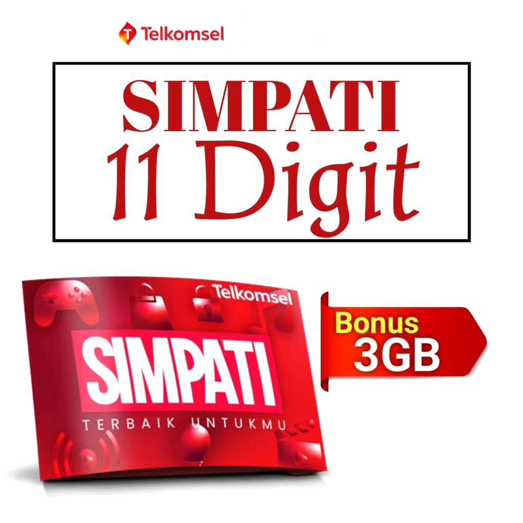 Kartu Perdana Telkomsel Simpati 11 Digit Nomor Cantik Kuota 3GB