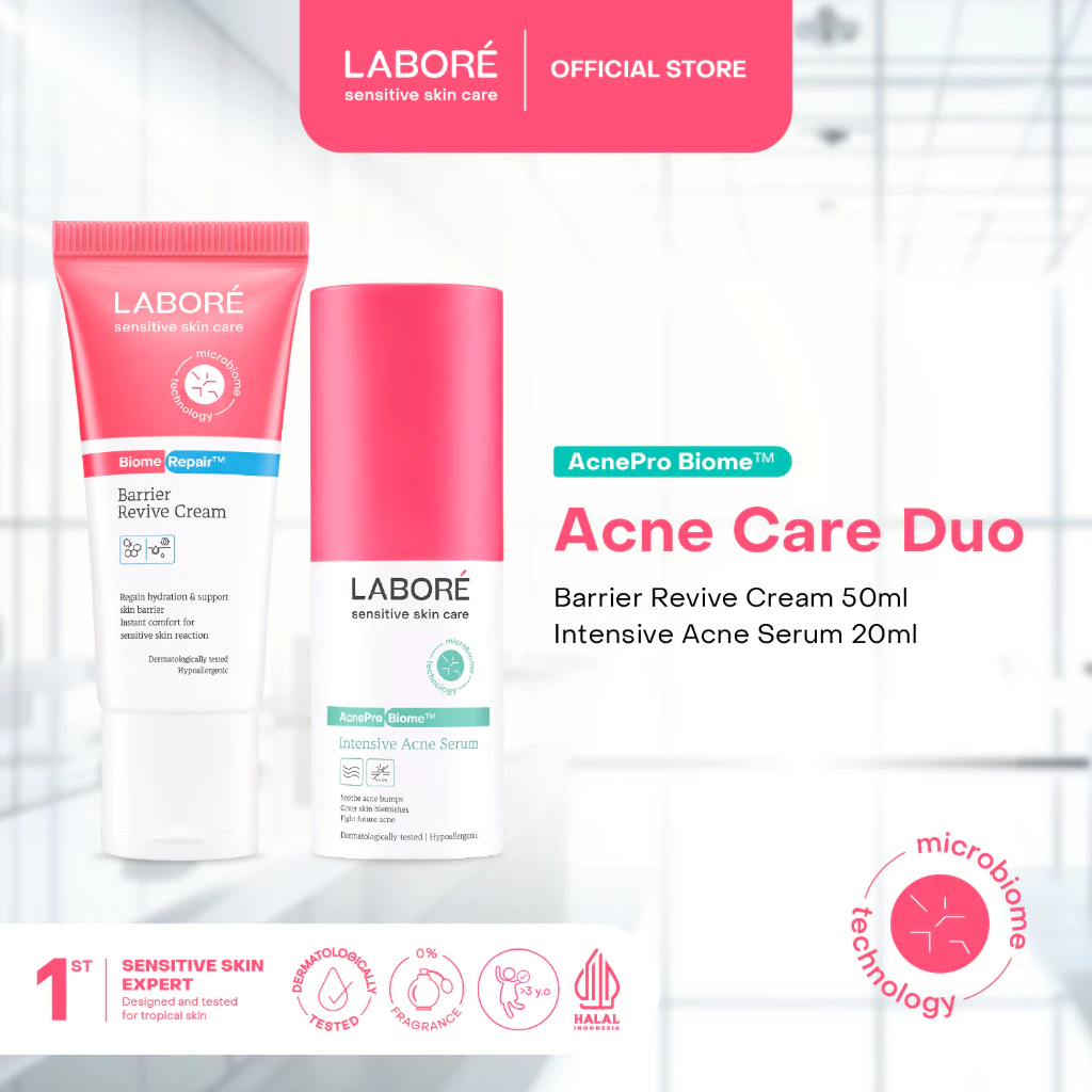 [TERSEDIA DI SELURUH INDONESIA] Labore Acne Care Duo (Barrier Revive Cream 50ml & AcnePro Biome Inte