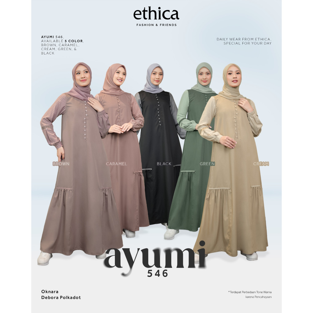 AYUMI 546 GAMIS ETHICA TERBARU GAMIS KULIAH GAMIS SANTRI OUTFIT SIMPLE ELEGANT OUTFIT REMAJA