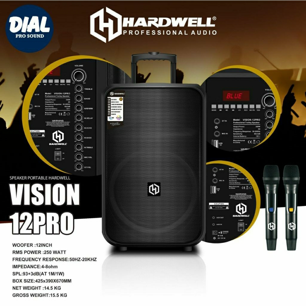 SPEAKER PORTABEL HARDWELL VISION 12 PRO